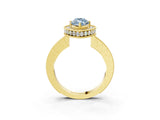 Yellow gold Fancy Blue Marquise  Halo Diamond Engagement Ring with Milgrain Pave Band and Four-Prong Setting_15