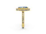 Yellow gold Fancy Blue Marquise  Halo Diamond Engagement Ring with Milgrain Pave Band and Four-Prong Setting_161