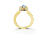 Yellow gold Fancy Blue Marquise  Halo Diamond Engagement Ring with Milgrain Pave Band and Four-Prong Setting_162