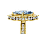 Yellow gold Fancy Blue Marquise  Halo Diamond Engagement Ring with Milgrain Pave Band and Four-Prong Setting_17