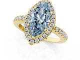 Yellow gold Fancy Blue Marquise  Halo Diamond Engagement Ring with Pavé Band and Four-Prong Setting_124