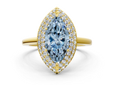 Yellow gold Fancy Blue Marquise  Halo Diamond Engagement Ring with Solitaire Band and Four-Prong Setting_20