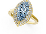 Yellow gold Fancy Blue Marquise  Halo Diamond Engagement Ring with Solitaire Band and Four-Prong Setting_21