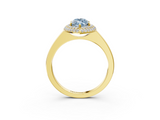 Yellow gold Fancy Blue Marquise  Halo Diamond Engagement Ring with Solitaire Band and Four-Prong Setting_23