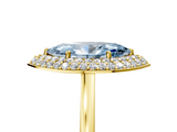 Yellow gold Fancy Blue Marquise  Halo Diamond Engagement Ring with Solitaire Band and Four-Prong Setting_25