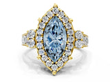 Yellow gold Fancy Blue Marquise  Halo Diamond Engagement Ring with Split Shank and Four-Prong Setting_43