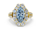 Yellow gold Fancy Blue Marquise  Halo Diamond Engagement Ring with Split Shank and Prong Setting_66