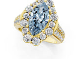 Yellow gold Fancy Blue Marquise  Halo Diamond Engagement Ring with Split Shank and Prong Setting_67