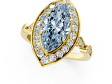 Yellow gold Fancy Blue Marquise  Halo Diamond Engagement Ring with Twisted Band and Four-Prong Setting 2