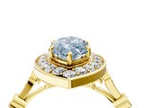 Yellow gold Fancy Blue Marquise  Halo Diamond Engagement Ring with Twisted Band and Four-Prong Setting 5