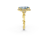 Yellow gold Fancy Blue Marquise  Halo Diamond Engagement Ring with Vintage-Inspired Band and Four-Prong Setting_5