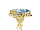 Yellow gold Fancy Blue Marquise  Halo Diamond Engagement Ring with Vintage-Inspired Band and Four-Prong Setting_8