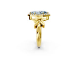 Yellow gold Fancy Blue Marquise  Halo Diamond Floral Band with Four-Prong Setting_57