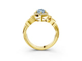 Yellow gold Fancy Blue Marquise  Halo Diamond Floral Band with Four-Prong Setting_58