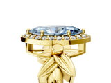 Yellow gold Fancy Blue Marquise  Halo Diamond Floral Band with Four-Prong Setting_60