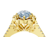 Yellow gold Fancy Blue Marquise  Halo Diamond Floral Split Shank Engagement Ring 4