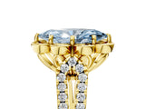 Yellow gold Fancy Blue Marquise  Halo Diamond Floral Split Shank Engagement Ring 5