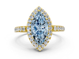Yellow gold Fancy Blue Marquise  Halo Diamond Pavé Band Ring with Prong Setting_20