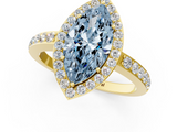 Yellow gold Fancy Blue Marquise  Halo Diamond Pavé Band Ring with Prong Setting_21