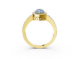 Yellow gold Fancy Blue Marquise  Halo Diamond Pavé Band Ring with Prong Setting_23