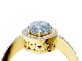 Yellow gold Fancy Blue Marquise  Halo Diamond Pavé Band Ring with Prong Setting_24