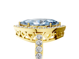 Yellow gold Fancy Blue Marquise  Halo Diamond Pavé Band Ring with Prong Setting_25