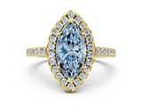 Yellow gold Fancy Blue Marquise  Halo Diamond Pavé Solitaire Ring_51