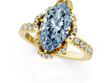 Yellow gold Fancy Blue Marquise  Halo Diamond Pave Band Ring with Four-Prong Setting_16