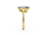 Yellow gold Fancy Blue Marquise  Halo Diamond Pave Band Ring with Four-Prong Setting_17