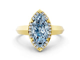 Yellow gold Fancy Blue Marquise  Halo Diamond Ring with Cathedral Band and Four-Prong Setting_48