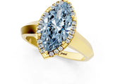 Yellow gold Fancy Blue Marquise  Halo Diamond Ring with Cathedral Band and Four-Prong Setting_49