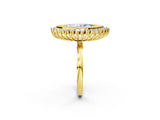 Yellow gold Fancy Blue Marquise  Halo Diamond Ring with Milgrain Edge and Round Prong Setting_70
