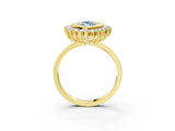 Yellow gold Fancy Blue Marquise  Halo Diamond Ring with Milgrain Edge and Round Prong Setting_71