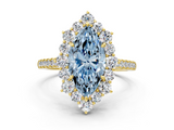 Yellow gold Fancy Blue Marquise  Halo Diamond Ring with Pavé Band and Prong Setting_37