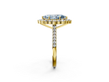 Yellow gold Fancy Blue Marquise  Halo Diamond Ring with Pavé Band and Prong Setting_39