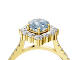 Yellow gold Fancy Blue Marquise  Halo Diamond Ring with Pavé Band and Prong Setting_41