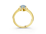 Yellow gold Fancy Blue Marquise  Halo Diamond Ring with Round Cluster Setting, Solitaire Band, and Four-Prong Setting_52