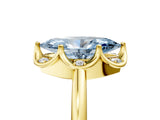 Yellow gold Fancy Blue Marquise  Halo Diamond Ring with Round Cluster Setting, Solitaire Band, and Four-Prong Setting_54
