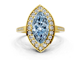 Yellow gold Fancy Blue Marquise  Halo Diamond Ring with Split Shank and Four-Prong Setting_44