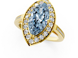 Yellow gold Fancy Blue Marquise  Halo Diamond Ring with Split Shank and Four-Prong Setting_45
