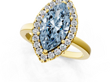 Yellow gold Fancy Blue Marquise  Halo Diamond Solitaire with Pavé Band and Four-Prong Setting_69