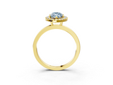 Yellow gold Fancy Blue Marquise  Halo Diamond Solitaire with Pavé Band and Four-Prong Setting_71