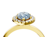 Yellow gold Fancy Blue Marquise  Halo Diamond Solitaire with Pavé Band and Four-Prong Setting_72