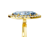 Yellow gold Fancy Blue Marquise  Halo Diamond Solitaire with Pavé Band and Four-Prong Setting_73