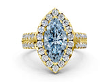 Yellow gold Fancy Blue Marquise  Halo Diamond Split Shank Engagement Ring with Prong Setting_61
