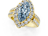 Yellow gold Fancy Blue Marquise  Halo Diamond Split Shank Engagement Ring with Prong Setting_62