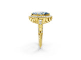 Yellow gold Fancy Blue Marquise  Halo Diamond Split Shank Ring with Milgrain Detail_49