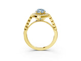 Yellow gold Fancy Blue Marquise  Halo Milgrain Solitaire with Bezel Set Side Stones and Pave Band_34