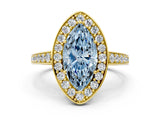 Yellow gold Fancy Blue Marquise  Halo Pavé Diamond Engagement Ring with Bezel Setting_36