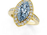 Yellow gold Fancy Blue Marquise  Halo Pavé Diamond Engagement Ring with Bezel Setting_37